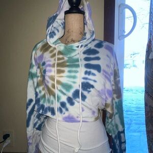 Tie-Dye Cropped Hoodie Small NWOT